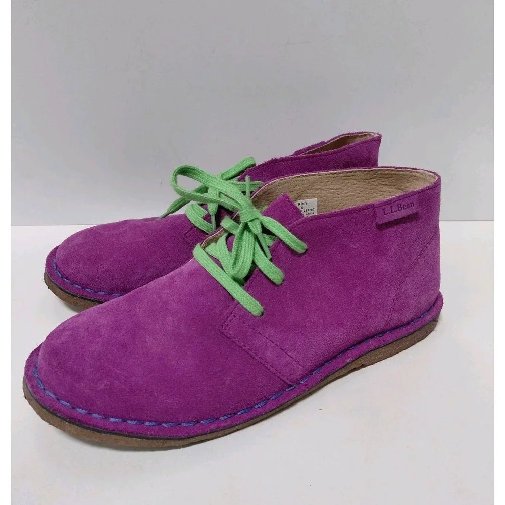 L.L.‎ Bean Shoes Youth Kids 6 Purple Suede Leather Lace Up Chukka Desert Boots